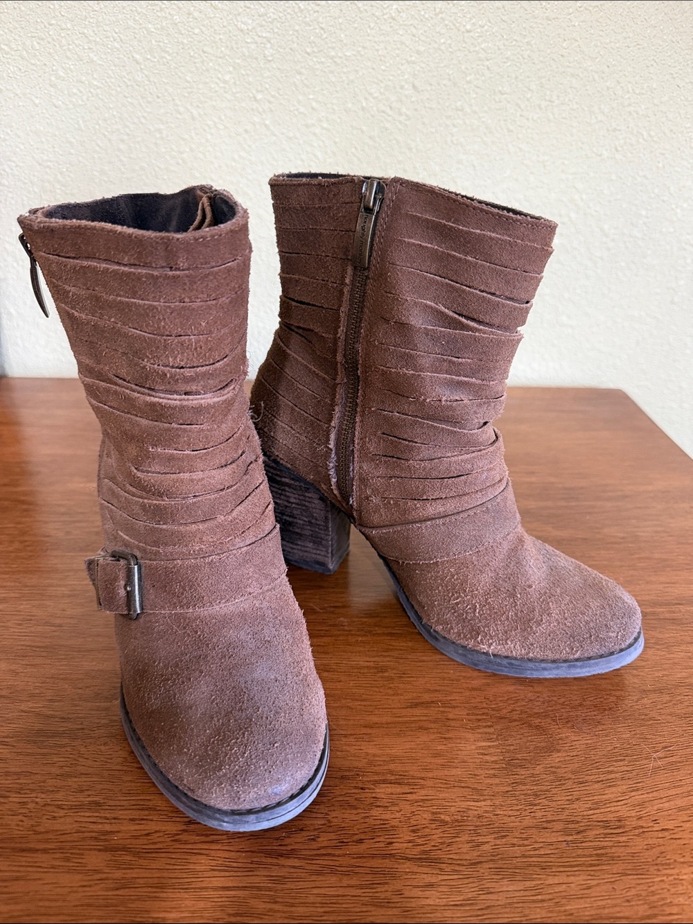 naughty monkey Brown Suede Mid-Calf Heeled Boots